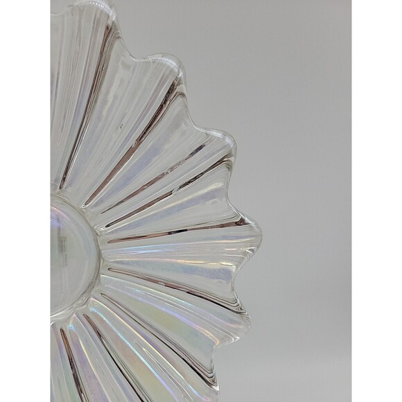 Vintage MCM Federal Celestial Art Glass Bowl Iridescent Starburst Flower Dish - Picture 4 of 6